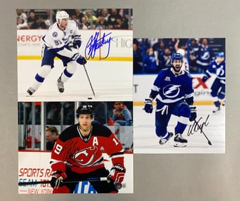 Nikita Kucherov, Steven Stamkos and Travis Zajac Signed 8x10 Hockey Photos