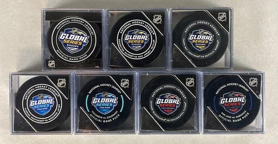 7 - 2017 - 2022 NHL Global Series Official Game Pucks