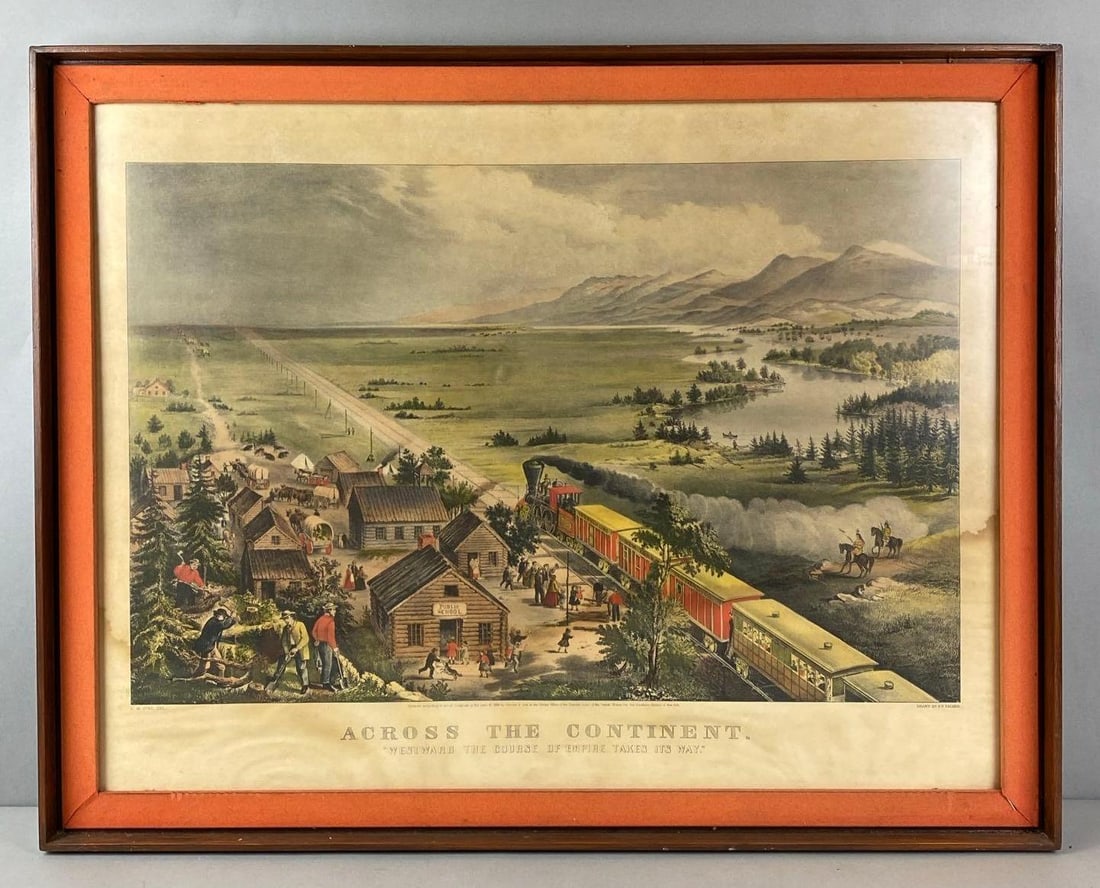 Currier and Ives Across the Continent Lithograph: In-House Shipping Option: If you would like to use our in-house shipping service, please select “Arrange My Own Shipping” when paying your invoice. After payment, our in-house shipping team wi