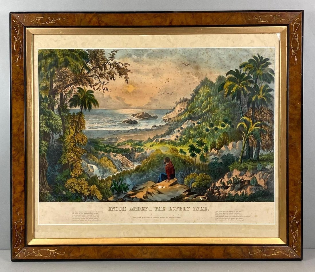 Currier and Ives Enoch Arden The Lonely Island Lithograph: In-House Shipping Option: If you would like to use our in-house shipping service, please select “Arrange My Own Shipping” when paying your invoice. After payment, our in-house shipping team