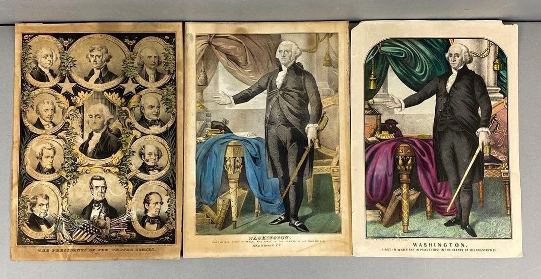 Group of 3 Currier and Ives President Lithographs (1 of 2)