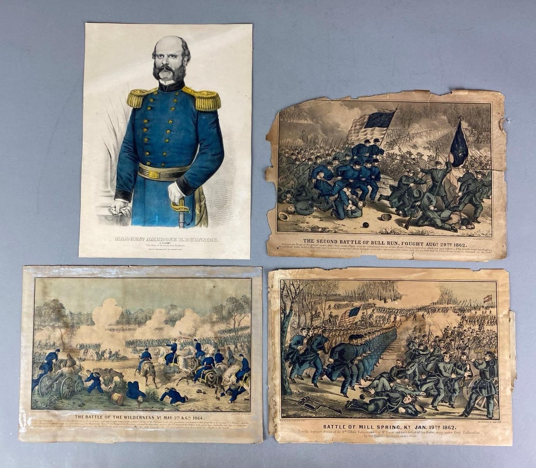 Group of 4 Currier and Ives US Civil War Lithographs (1 of 3)