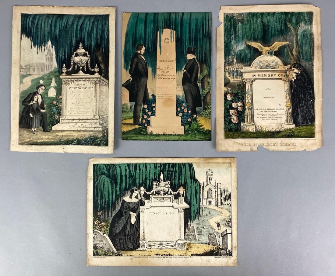 Group of 4 Antique Civil War Memorial Lithographs (1 of 3)