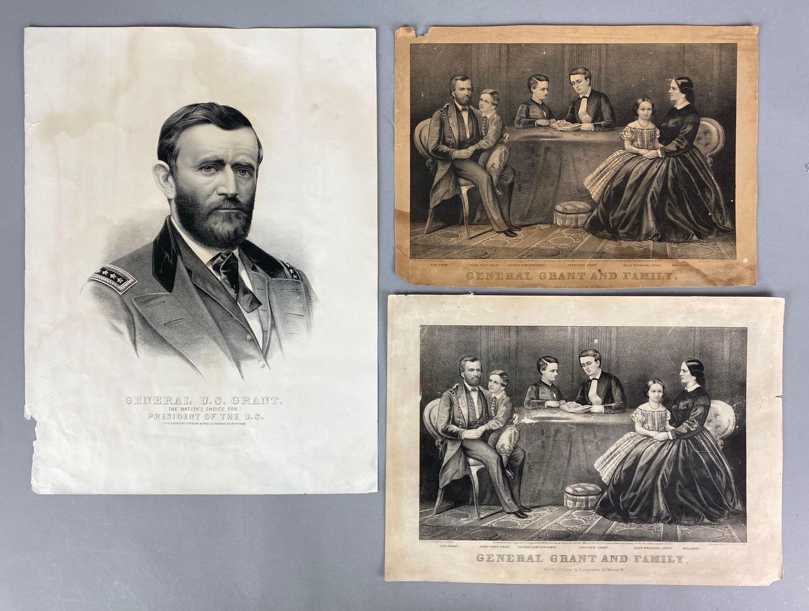 Group of 3 Currier and Ives U.S. President General Grant Lithographs (1 of 3)