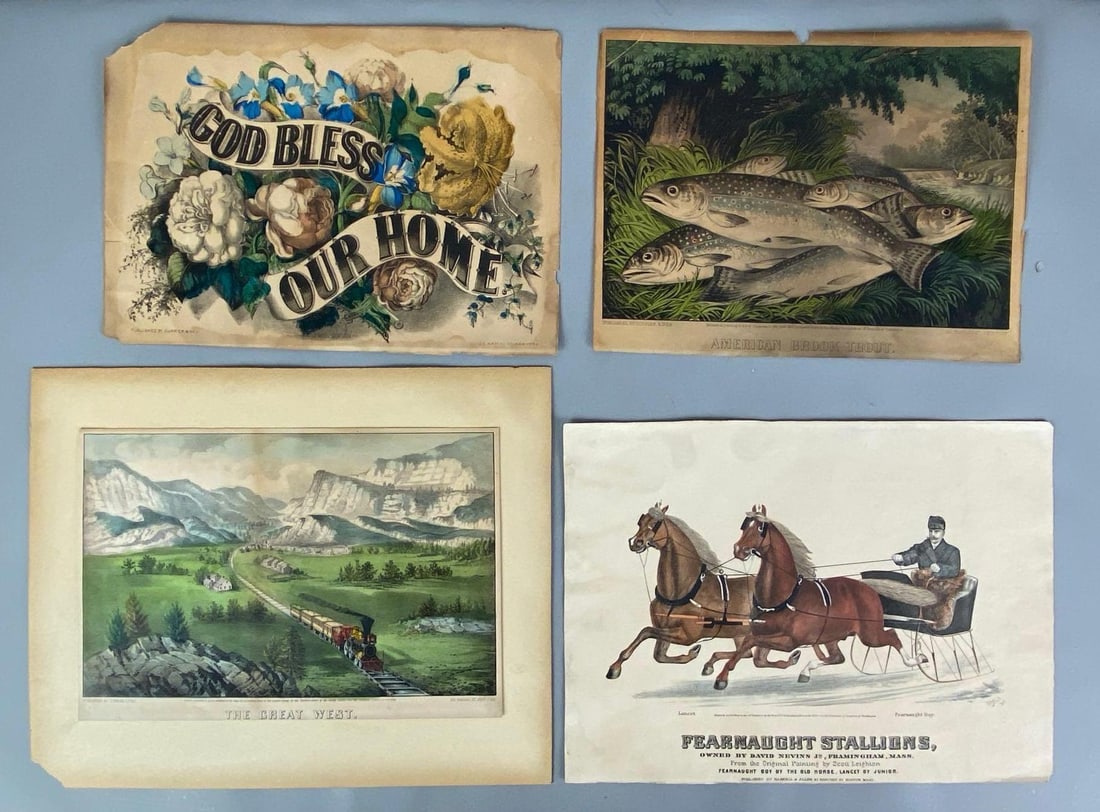 Group of 4 Antique Lithographs (1 of 3)