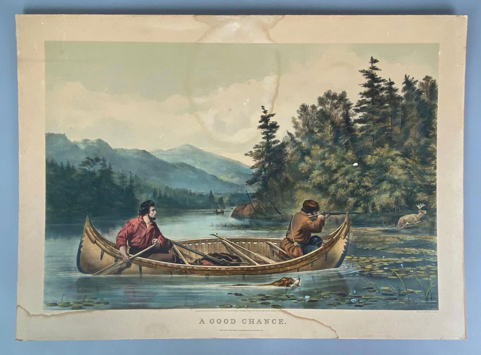 Antique Currier and Ives A Good Chance Lithograph (1 of 3)