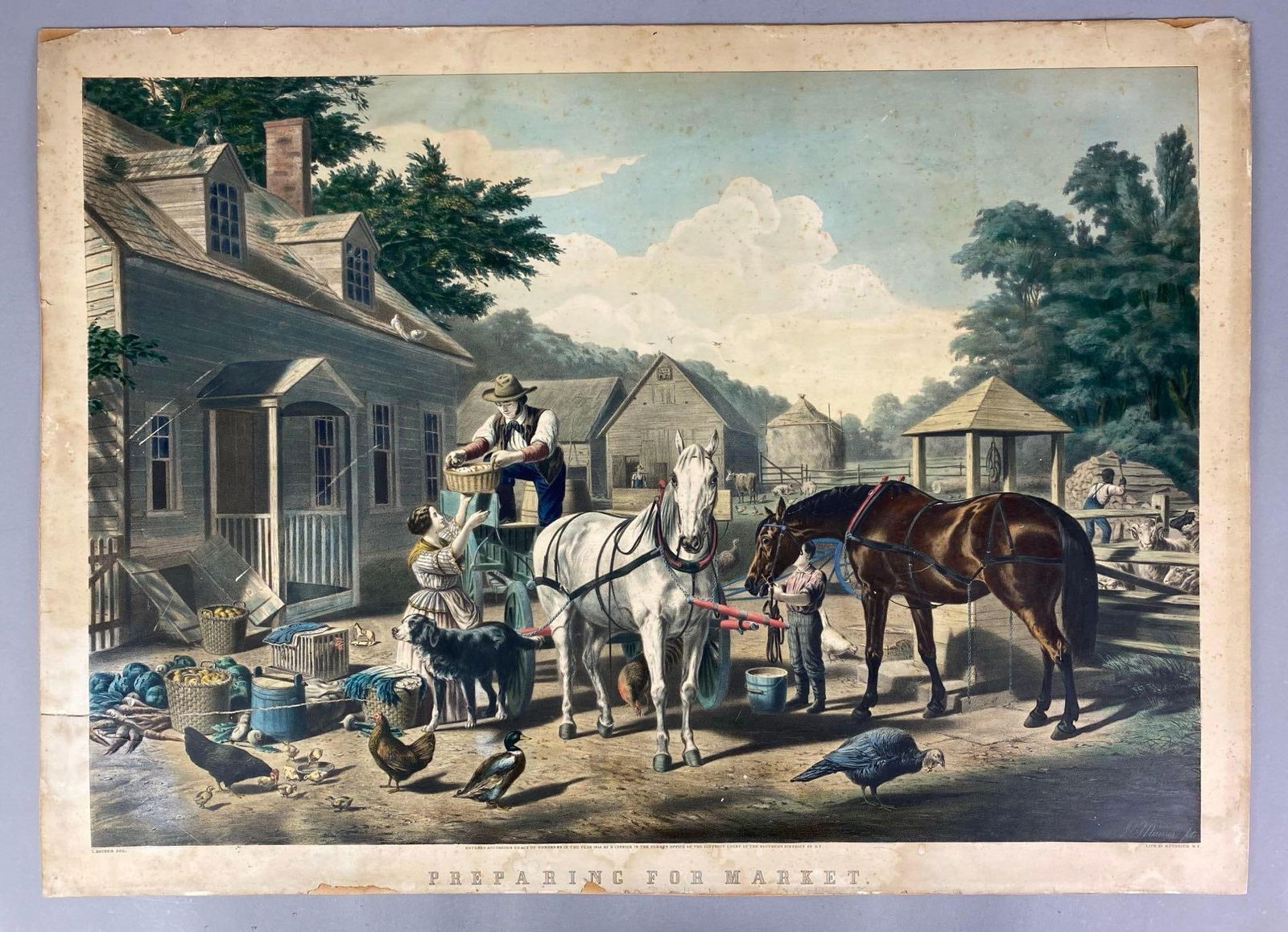 Antique N Currier Preparing For Market Lithograph (1 of 3)