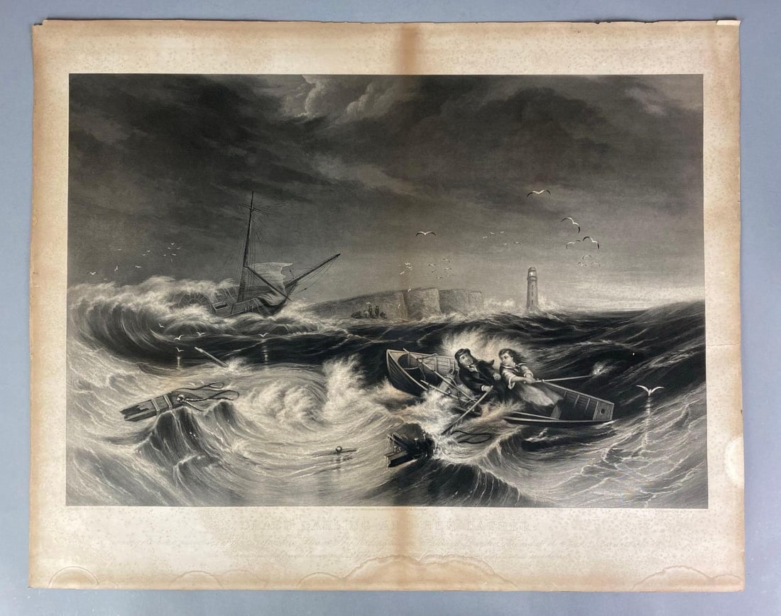 Antique Fishel Adler and Co Grace Darlin and Her Father Lithograph (1 of 3)