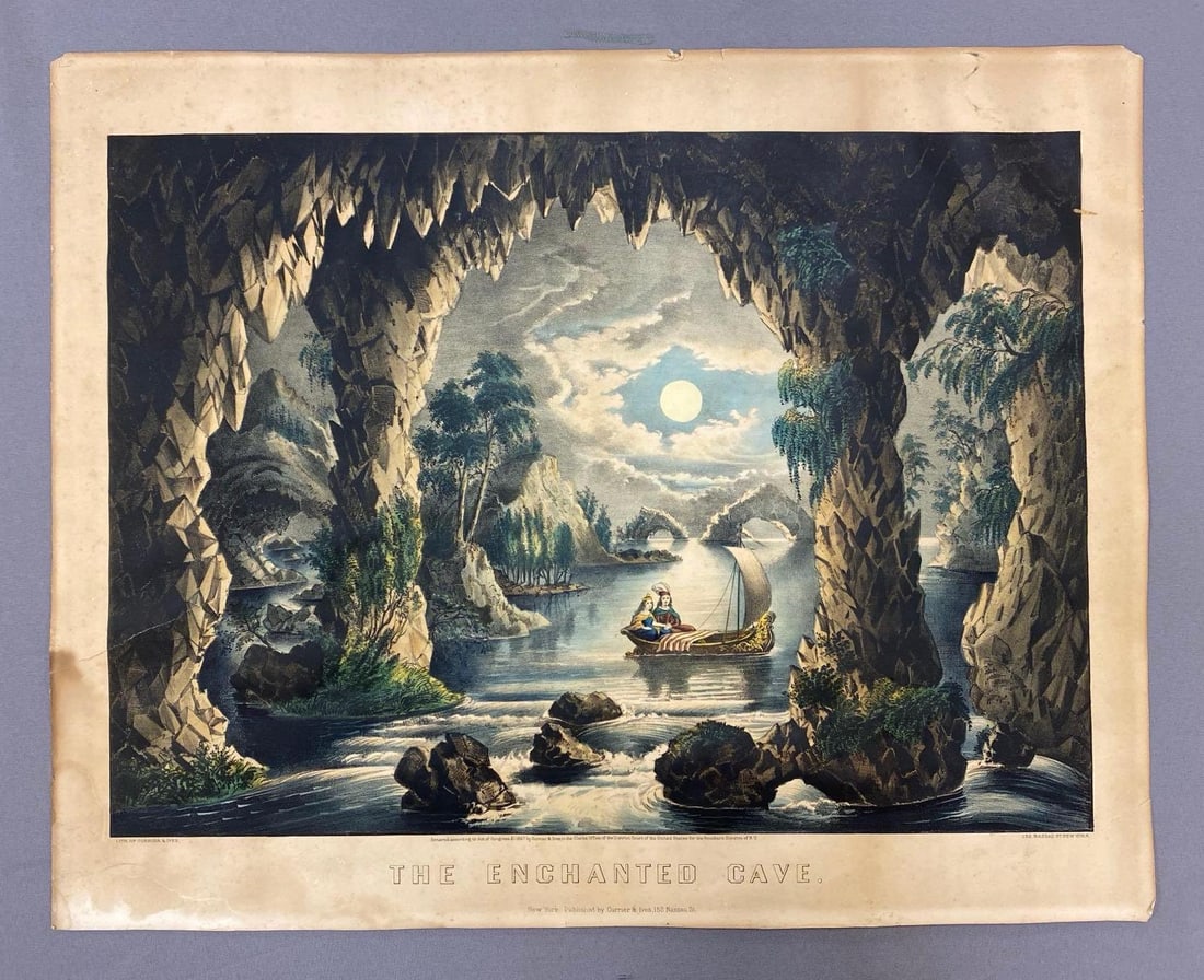Antique Currier and Ives The Enchanted Cave Lithograph (1 of 2)