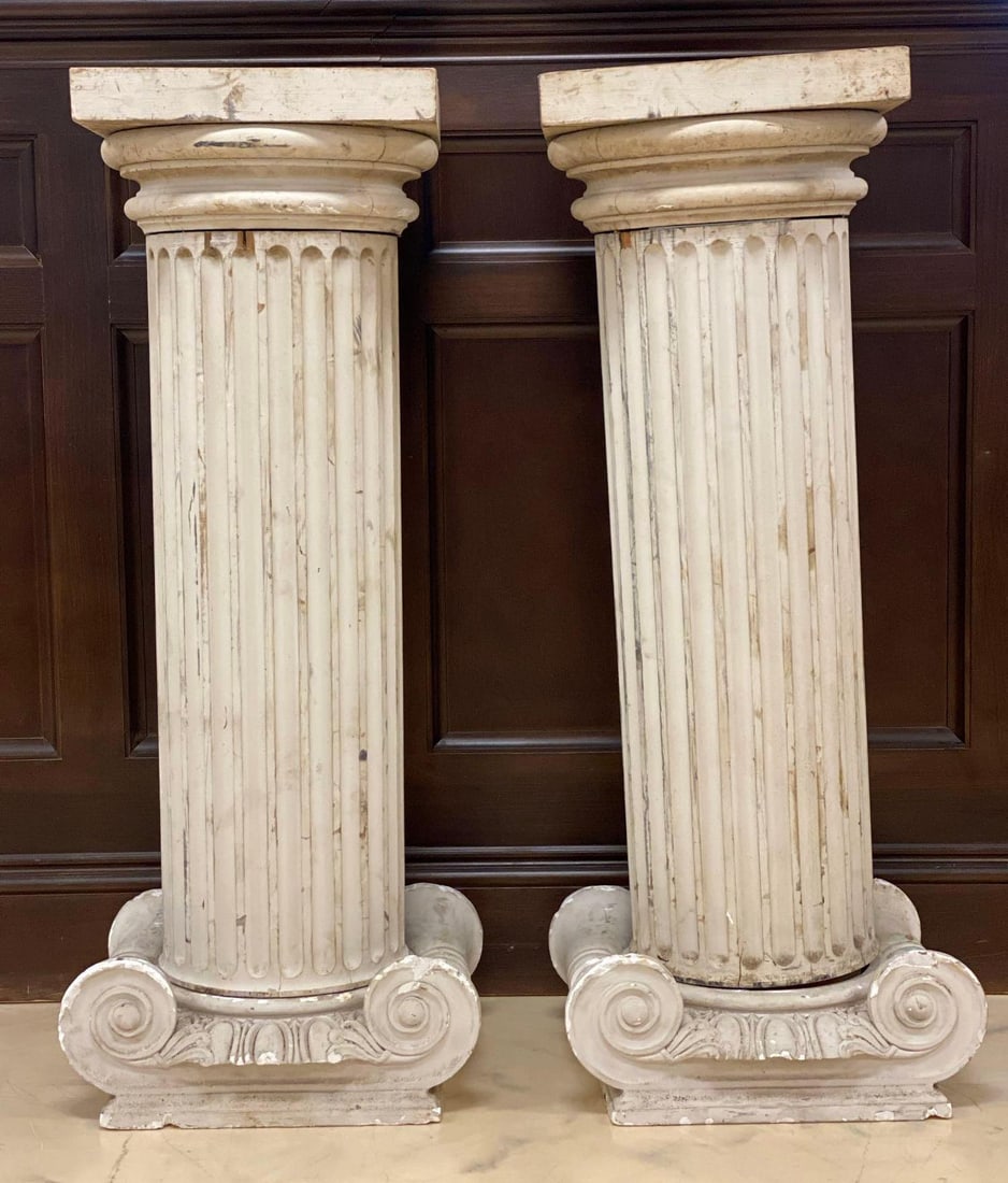 NO SHIPPING Pair of Wood and Plaster Prop Columns (1 of 8)