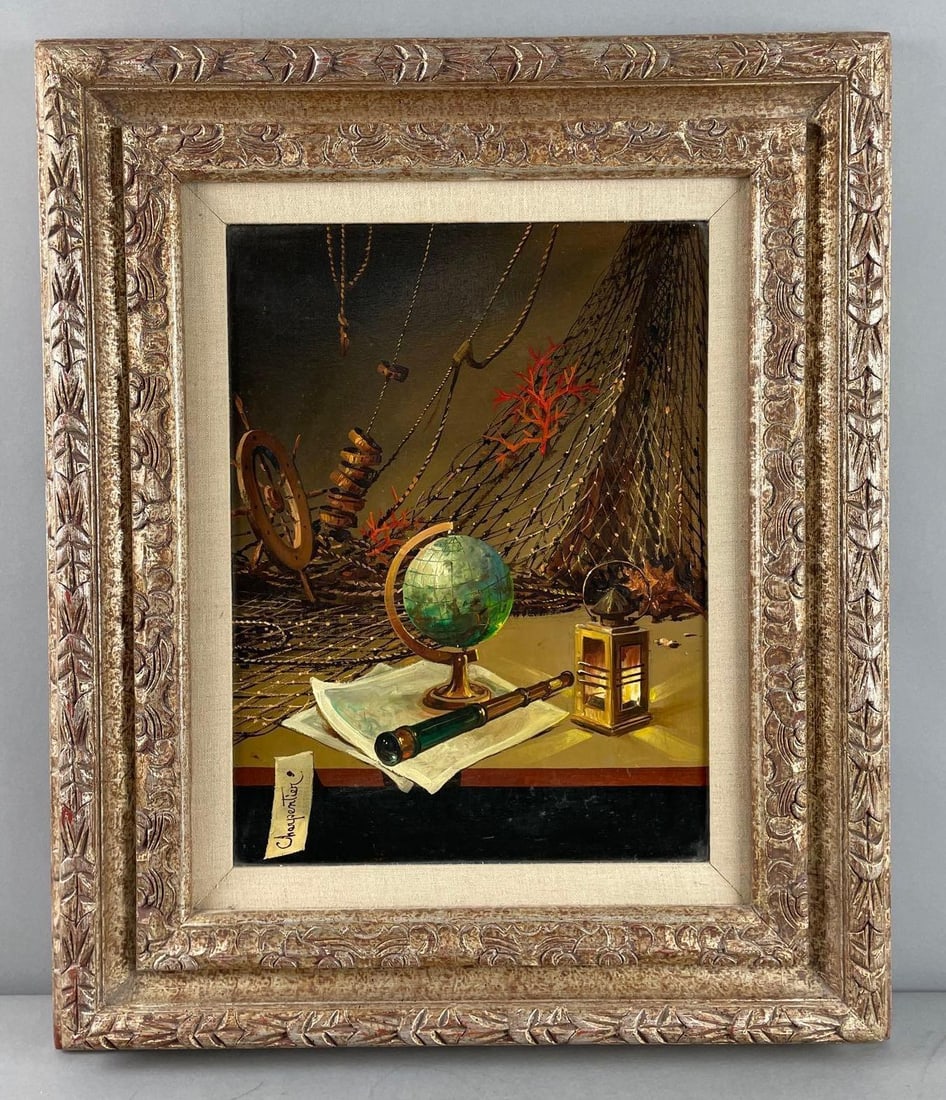 Signed Vanitas Style Still Life Oil Painting on Canvas (1 of 3)