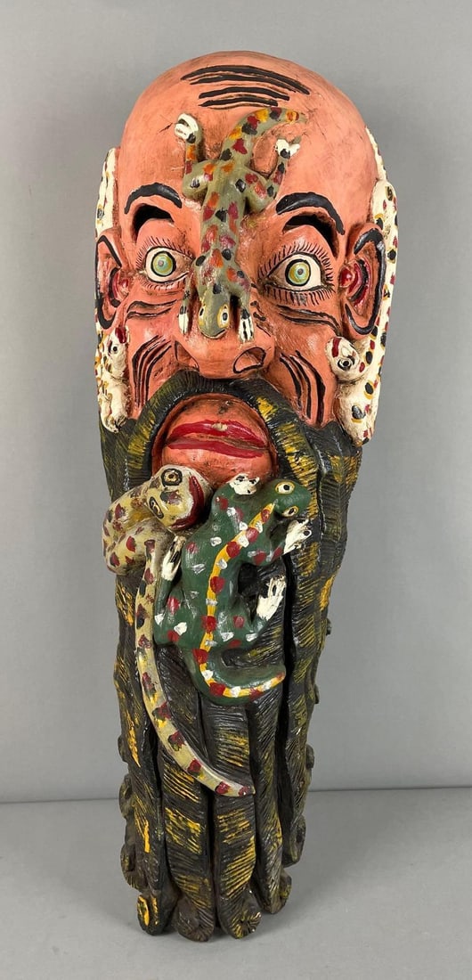 Guatemalan Folk Art Hand-Painted Carved Wood Mask: In-House Shipping Option: If you would like to use our in-house shipping service, please select “Arrange My Own Shipping” when paying your invoice. After payment, our in-house shipping team wi