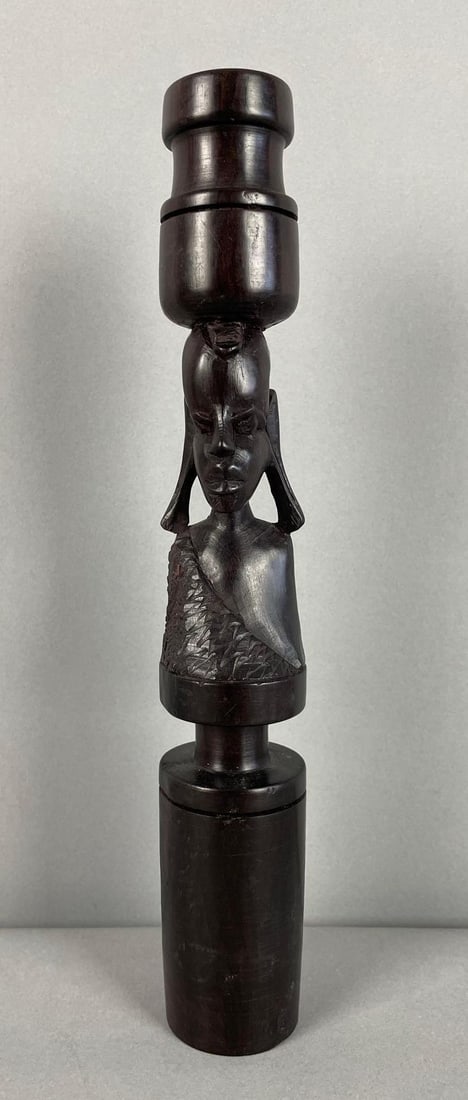 African Maasai Carved Wood Figural Candlestick (1 of 3)