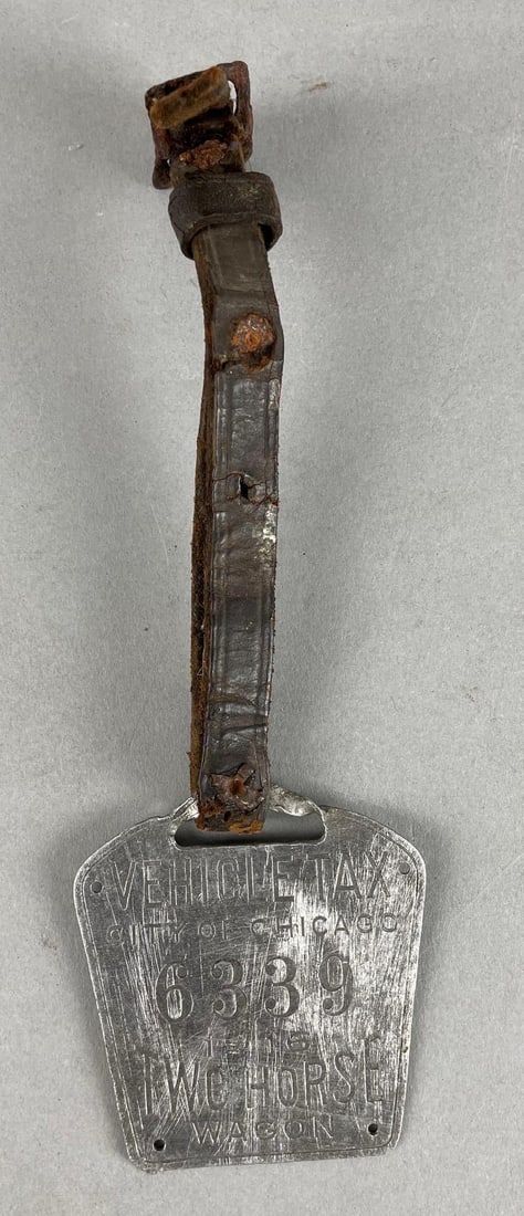 1916 Chicago Two Horse Wagon Vehicle Tax Tag (1 of 3)