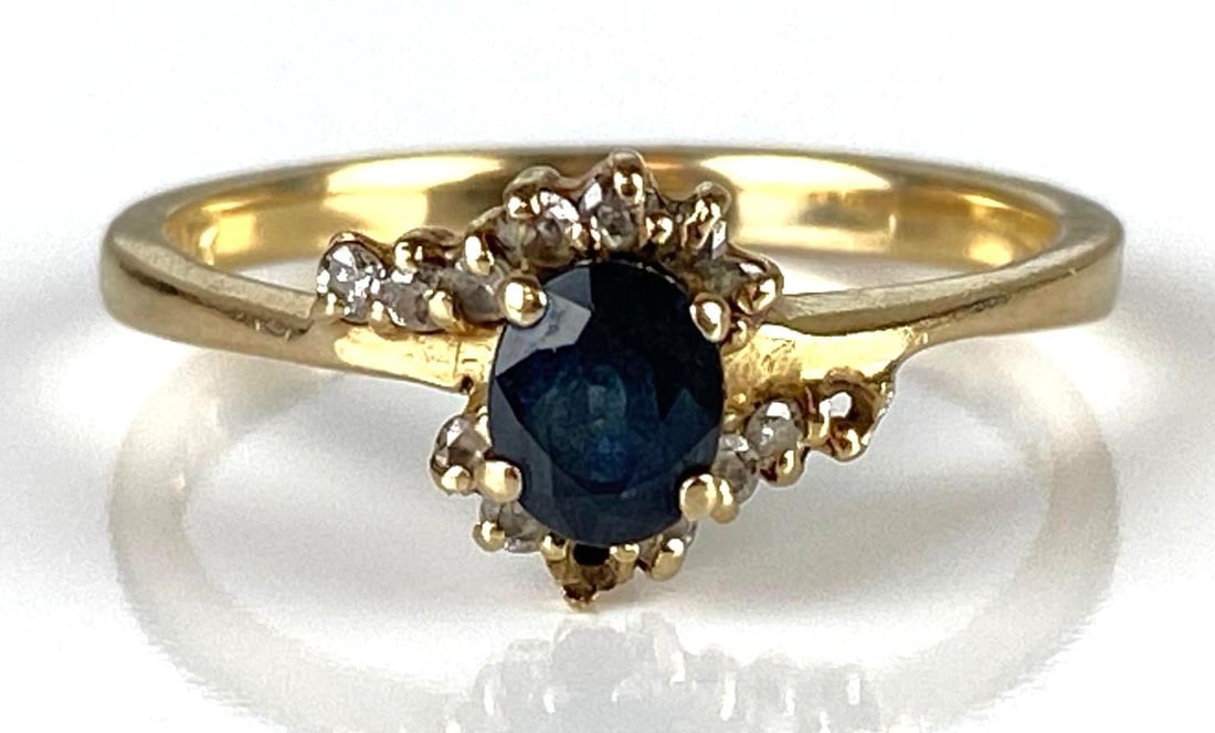 10K Gold Sapphire and Diamond Ring (1 of 6)
