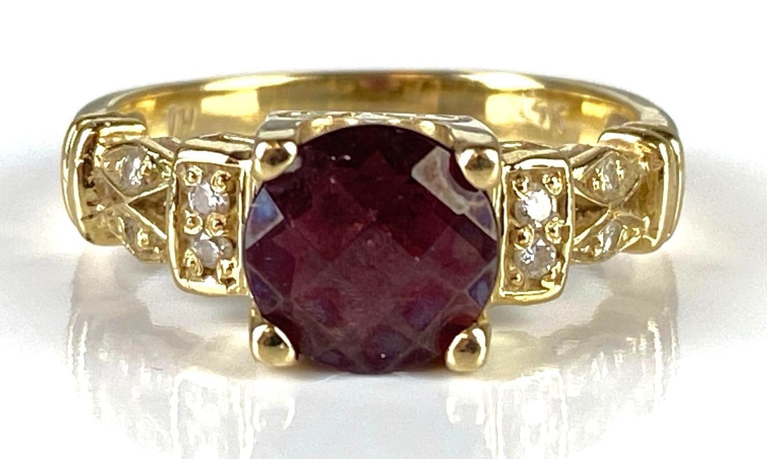 14K Gold Garnet and Diamond Ring (1 of 7)