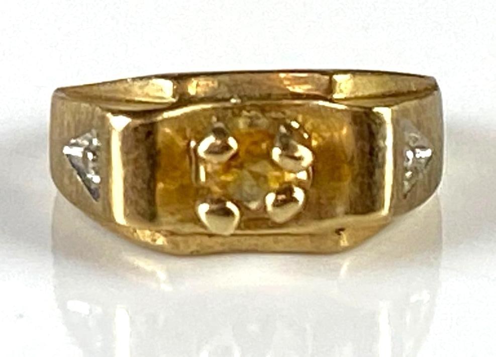 10K Gold Citrine Miniature Ring Necklace Pendant (1 of 4)