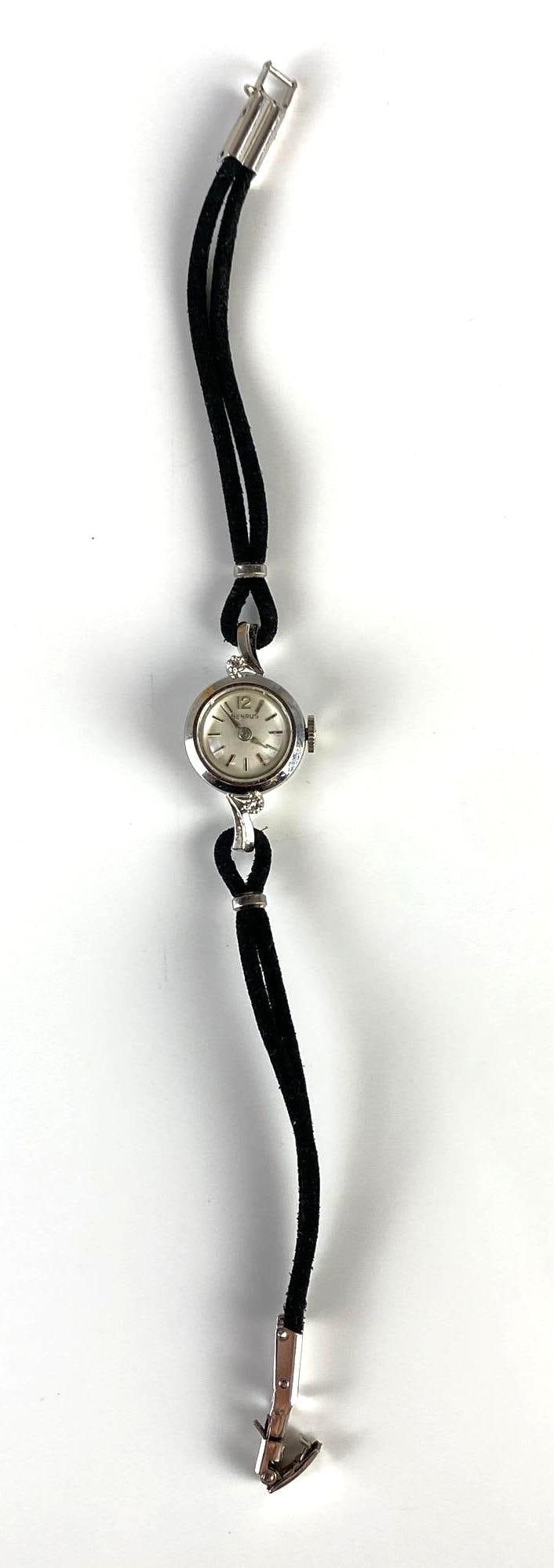 14K White Gold Benrus Womans Wristwatch with Diamond Accent Stones (1 of 5)