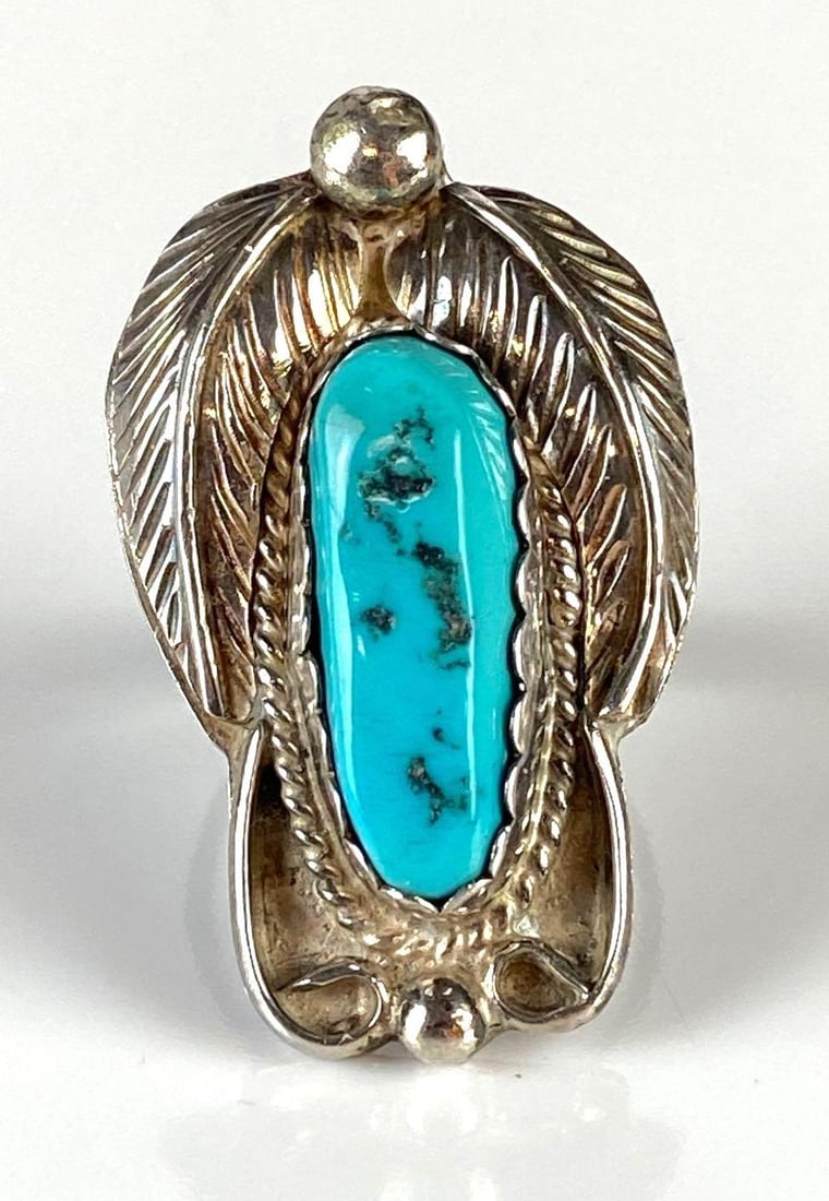 Signed RP Sterling Silver Native American Turquoise Ring (1 of 6)