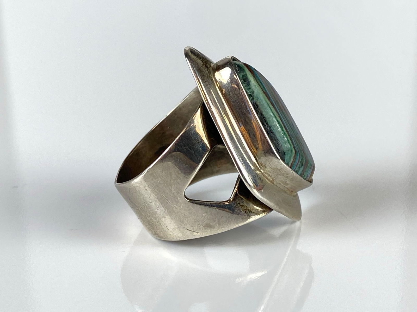 Signed DTR Sterling Silver Calsilica Ring - 3