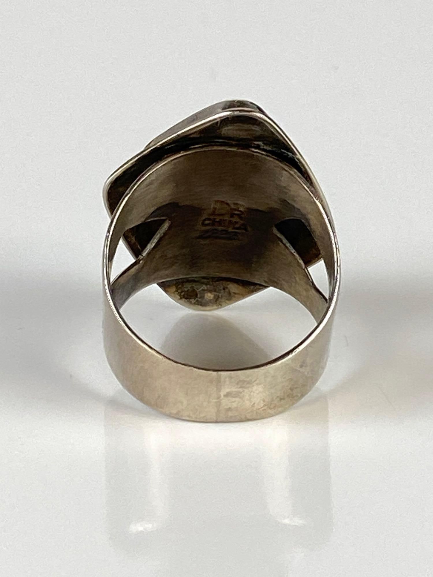 Signed DTR Sterling Silver Calsilica Ring - 4