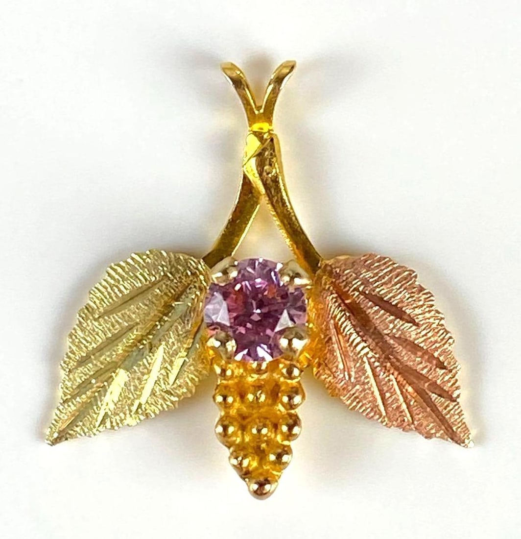 10K Black Hills Gold Pink CZ Leaf Necklace Pendant: In-House Shipping Option: If you would like to use our in-house shipping service, please select “Arrange My Own Shipping” when paying your invoice. After payment, our in-house shipping team