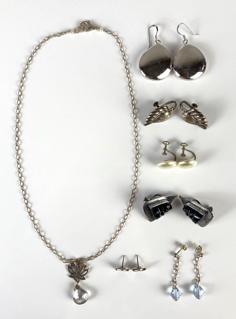 Group of Sterling Silver Earrings and More: In-House Shipping Option: If you would like to use our in-house shipping service, please select “Arrange My Own Shipping” when paying your invoice. After payment, our in-house shipping team