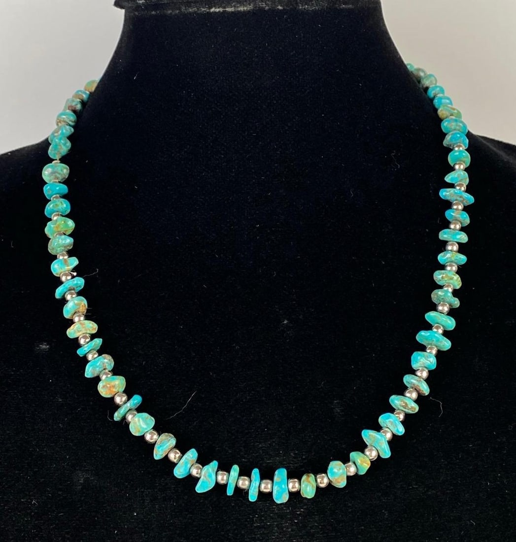 Sterling Silver Turquoise Beaded Necklace: In-House Shipping Option: If you would like to use our in-house shipping service, please select “Arrange My Own Shipping” when paying your invoice. After payment, our in-house shipping team