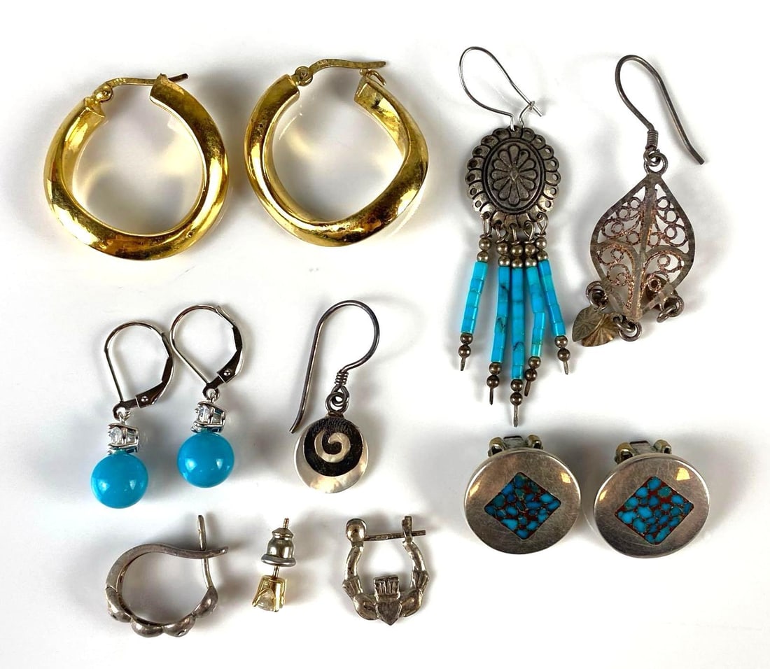 Group of Sterling Silver Earrings and More: In-House Shipping Option: If you would like to use our in-house shipping service, please select “Arrange My Own Shipping” when paying your invoice. After payment, our in-house shipping team