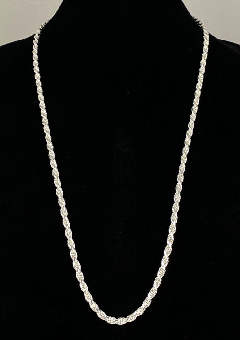 Italian Sterling Silver Rope Twist Chain Necklace (1 of 2)
