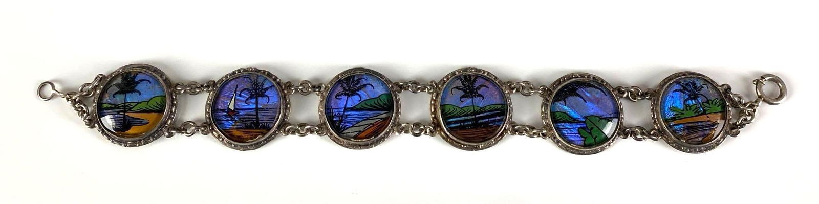 Sterling Silver Morpho Buttefly Wing Panel Bracelet (1 of 3)