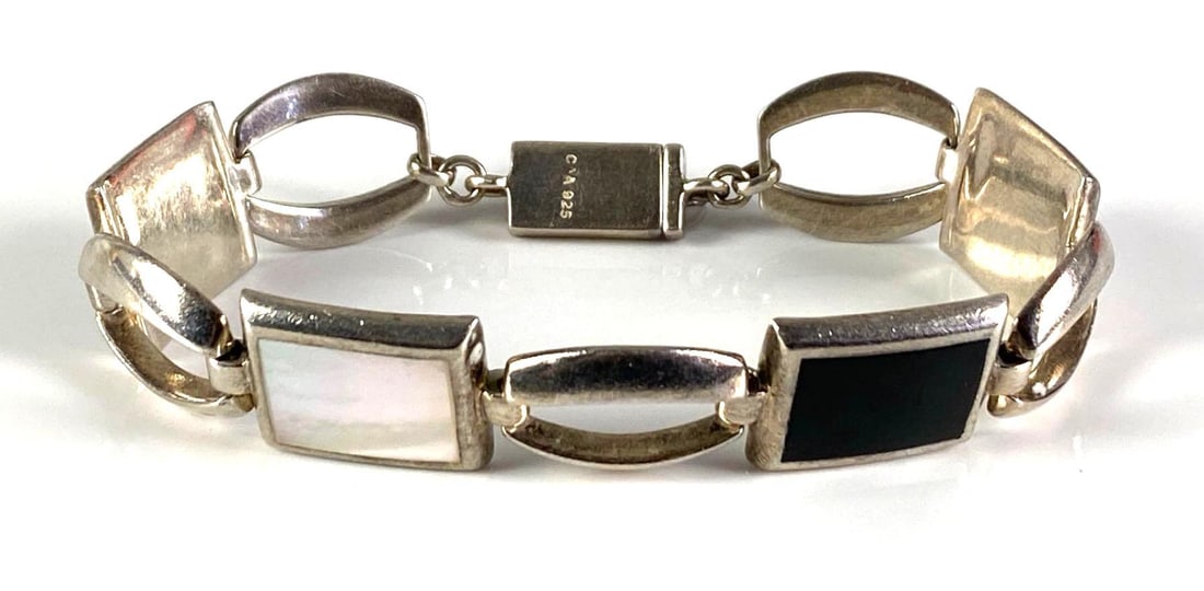 Signed Sterling Silver MOP Onyx (1 of 2)