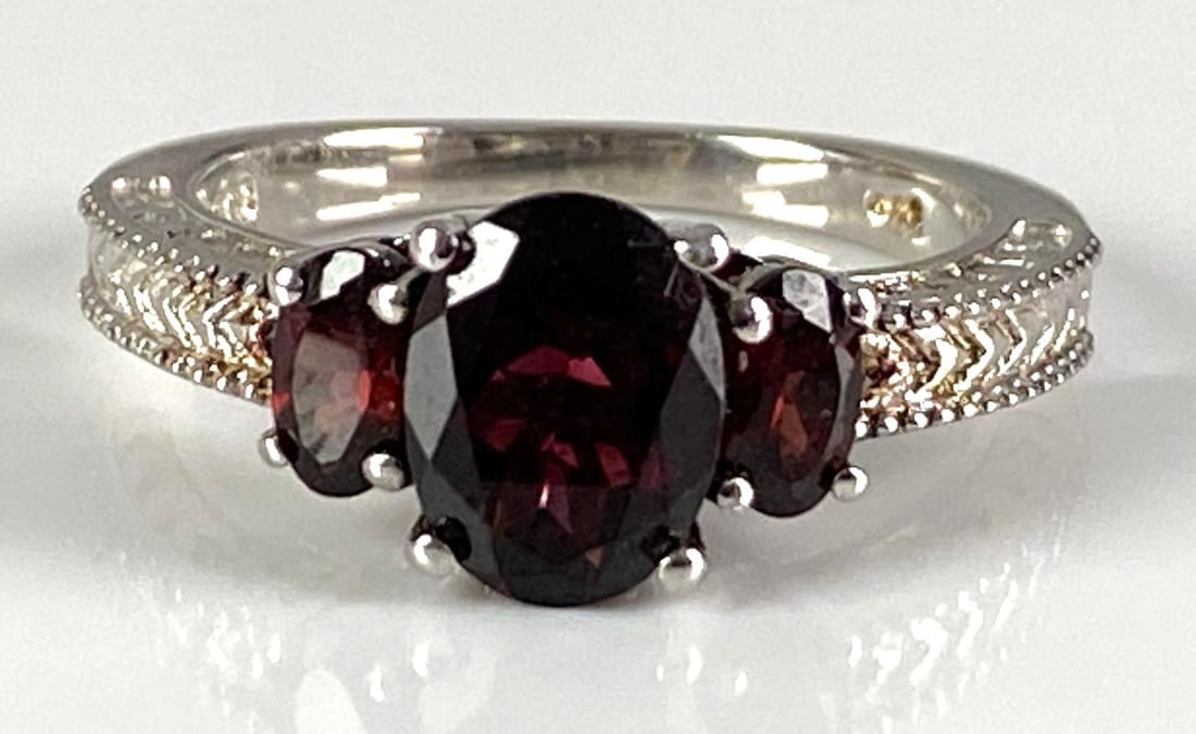 Signed STS Sterling Silver Red Amethyst Ring: In-House Shipping Option: If you would like to use our in-house shipping service, please select “Arrange My Own Shipping” when paying your invoice. After payment, our in-house shipping team