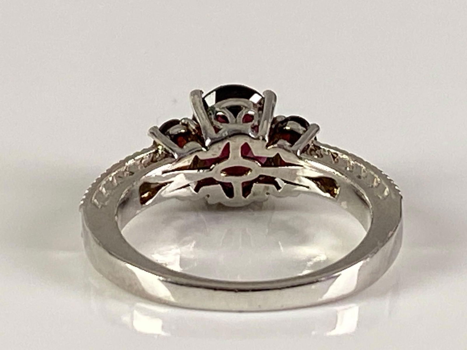 Signed STS Sterling Silver Red Amethyst Ring - 3