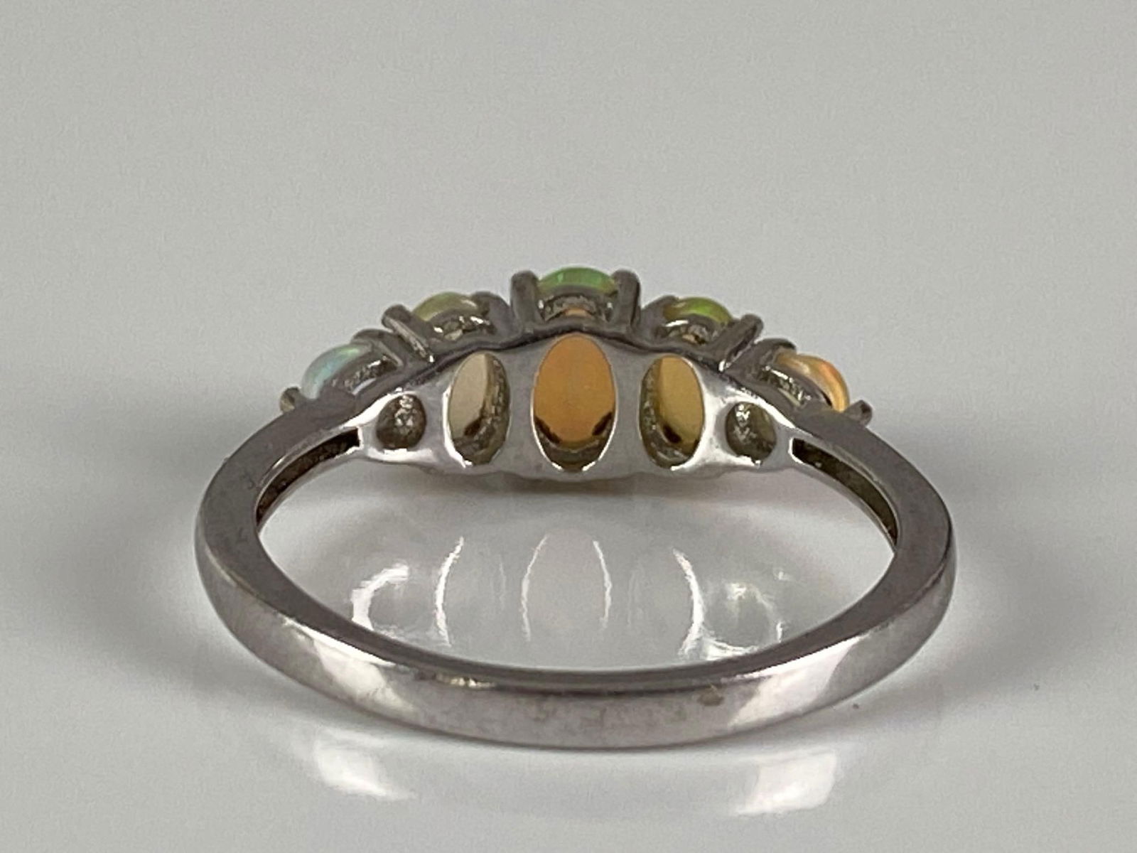 Signed STS Sterling Silver Fire Opal Ring - 5