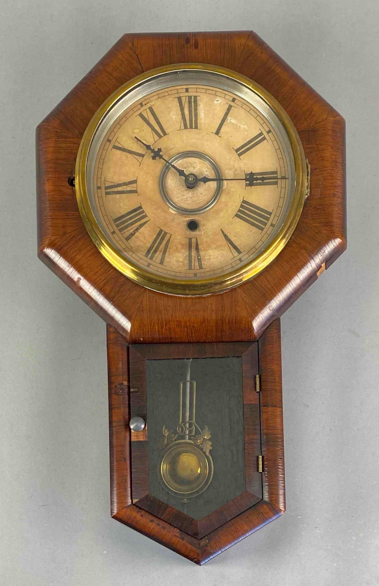 WM L Gilbert Clock Co Wood Wall Clock (1 of 3)