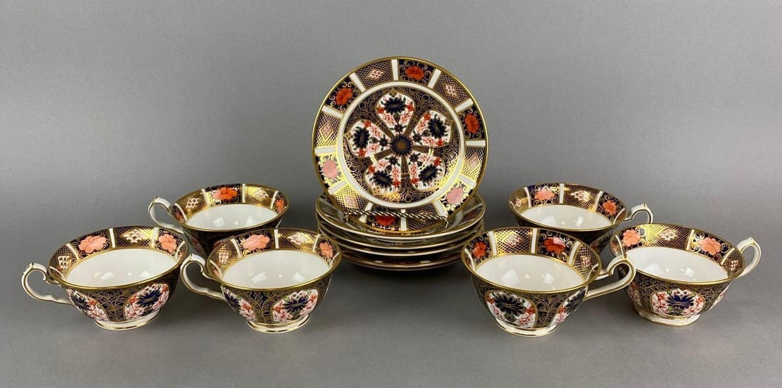 Group of Royal Crown Derby Bone China Old Imari Teacups and Saucers (1 of 6)
