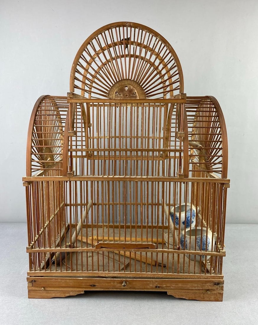Vintage Handmade Bamboo Bird Cage (1 of 4)