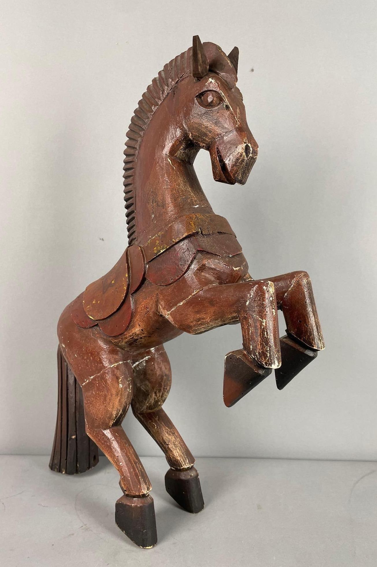 Vintage Wood Horse Sculpture (1 of 3)