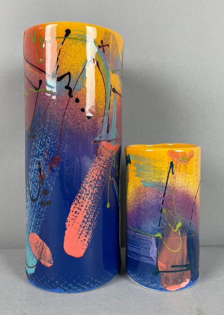 Group of 2 Signed Kjell Engman Pottery Vases: In-House Shipping Option: If you would like to use our in-house shipping service, please select “Arrange My Own Shipping” when paying your invoice. After payment, our in-house shipping team