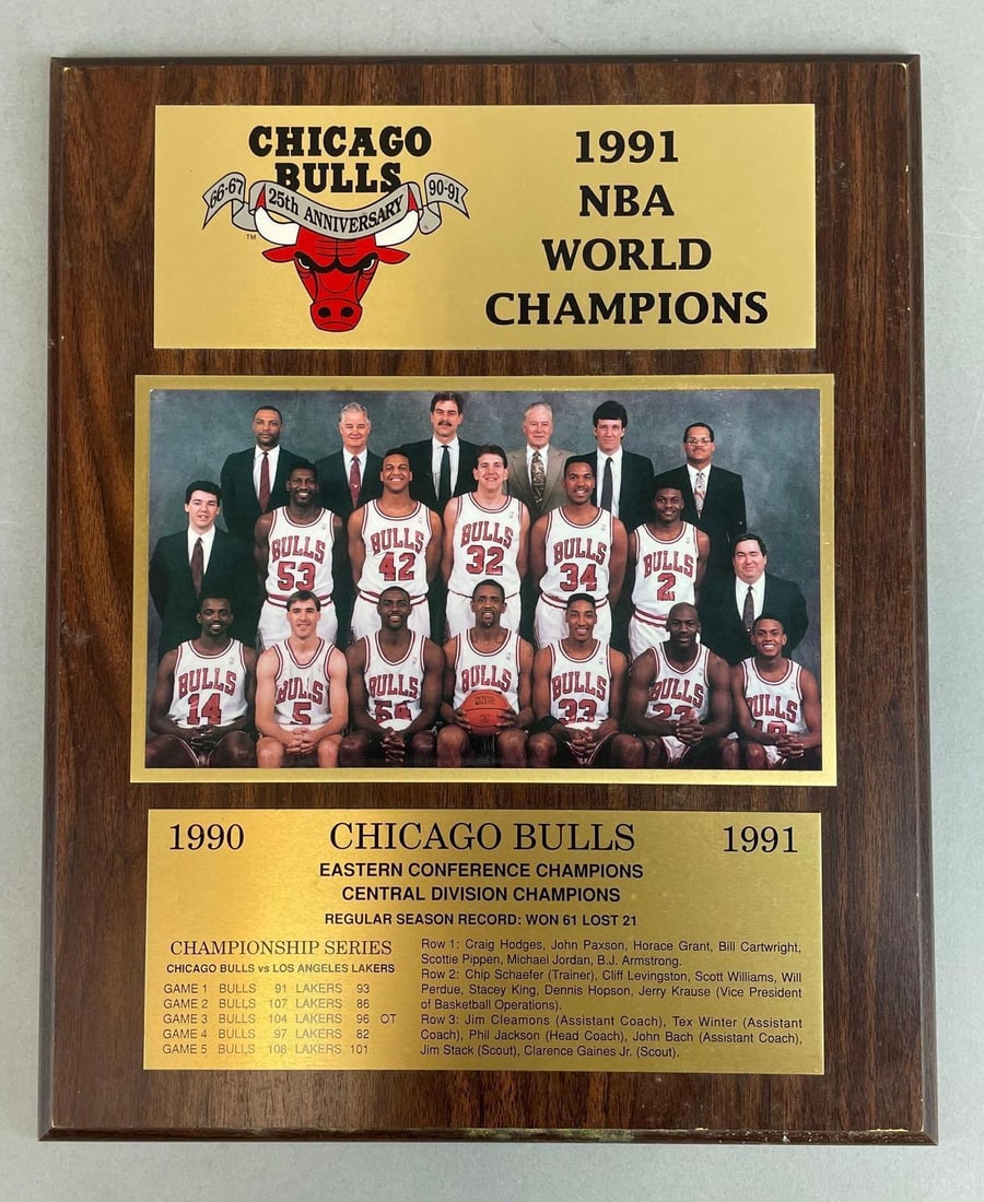 1991 Chicago Bulls NBA World Champions Plaque (1 of 3)