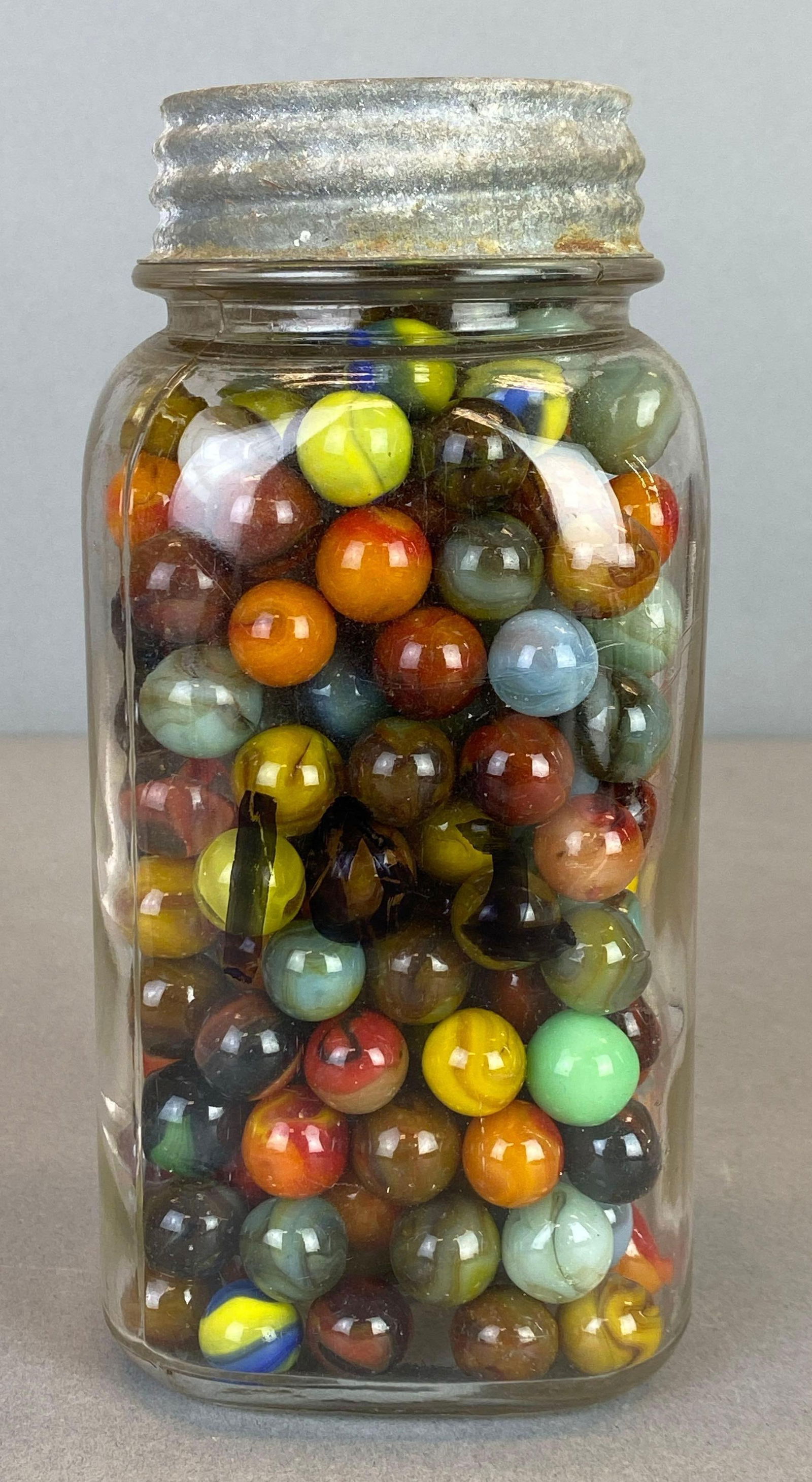 Glass Jar of Assorted Glass Marbles (1 of 6)