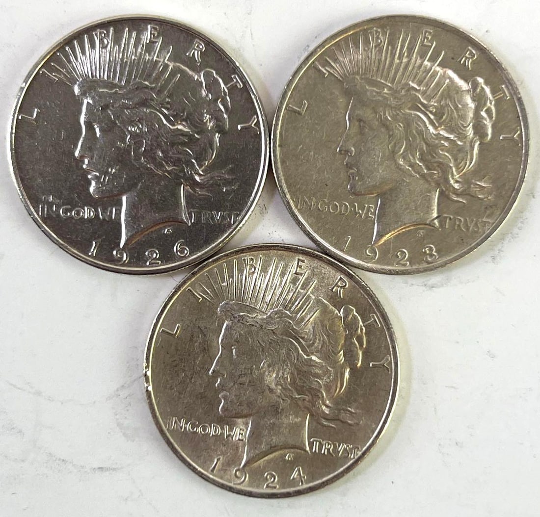 Group of 3 1920's US Peace Silver Dollars (1 of 2)