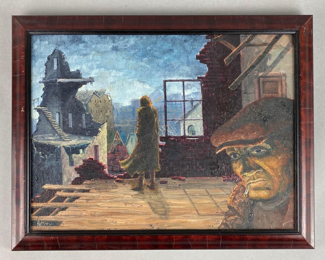Surrealism Alvey Town Falling Away Oil on Board (1 of 3)