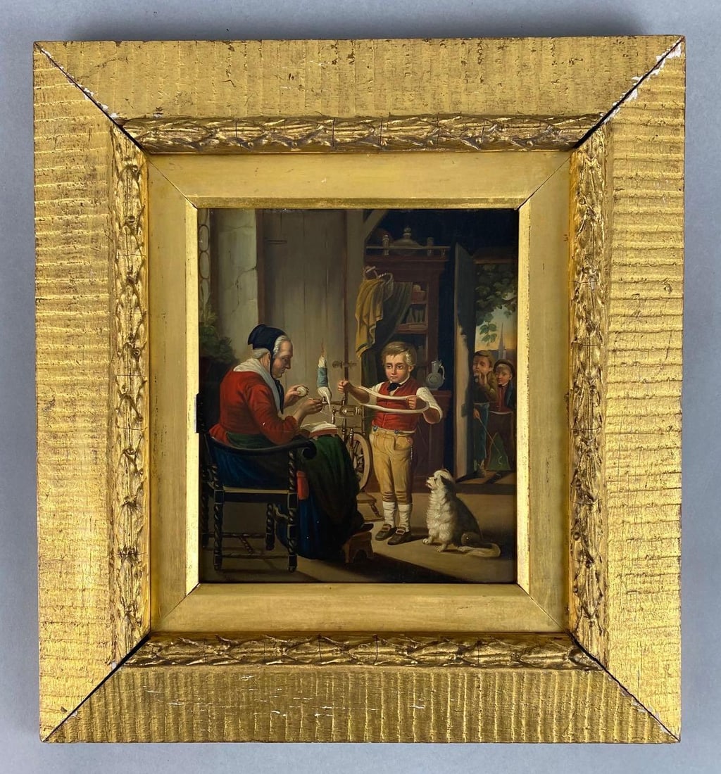 Arthur Georges Von Ramberg Winding Yarn Painting on Metal Panel (1 of 4)