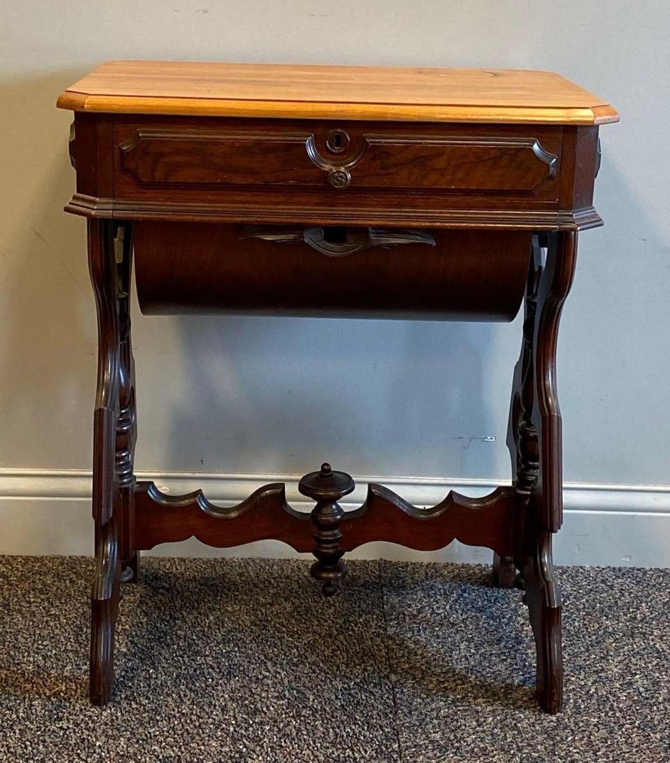 Antique Victorian Wood Sewing Work Table (1 of 6)