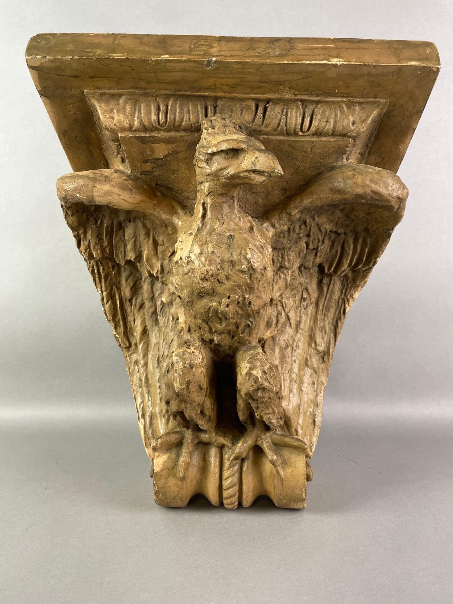 Antique Plaster Eagle Motif Wall Shelf - 2
