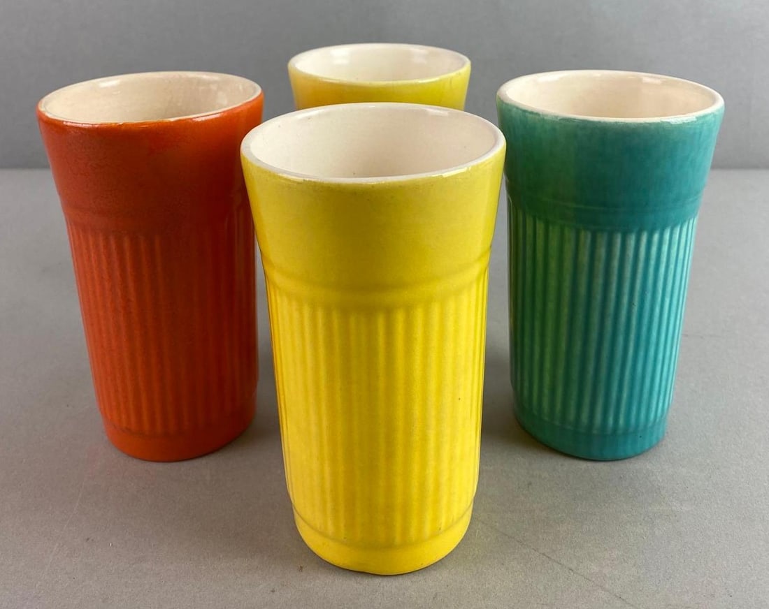 Group of 4 Redwing Reeded Gypsy Trail Stoneware Tumblers (1 of 6)