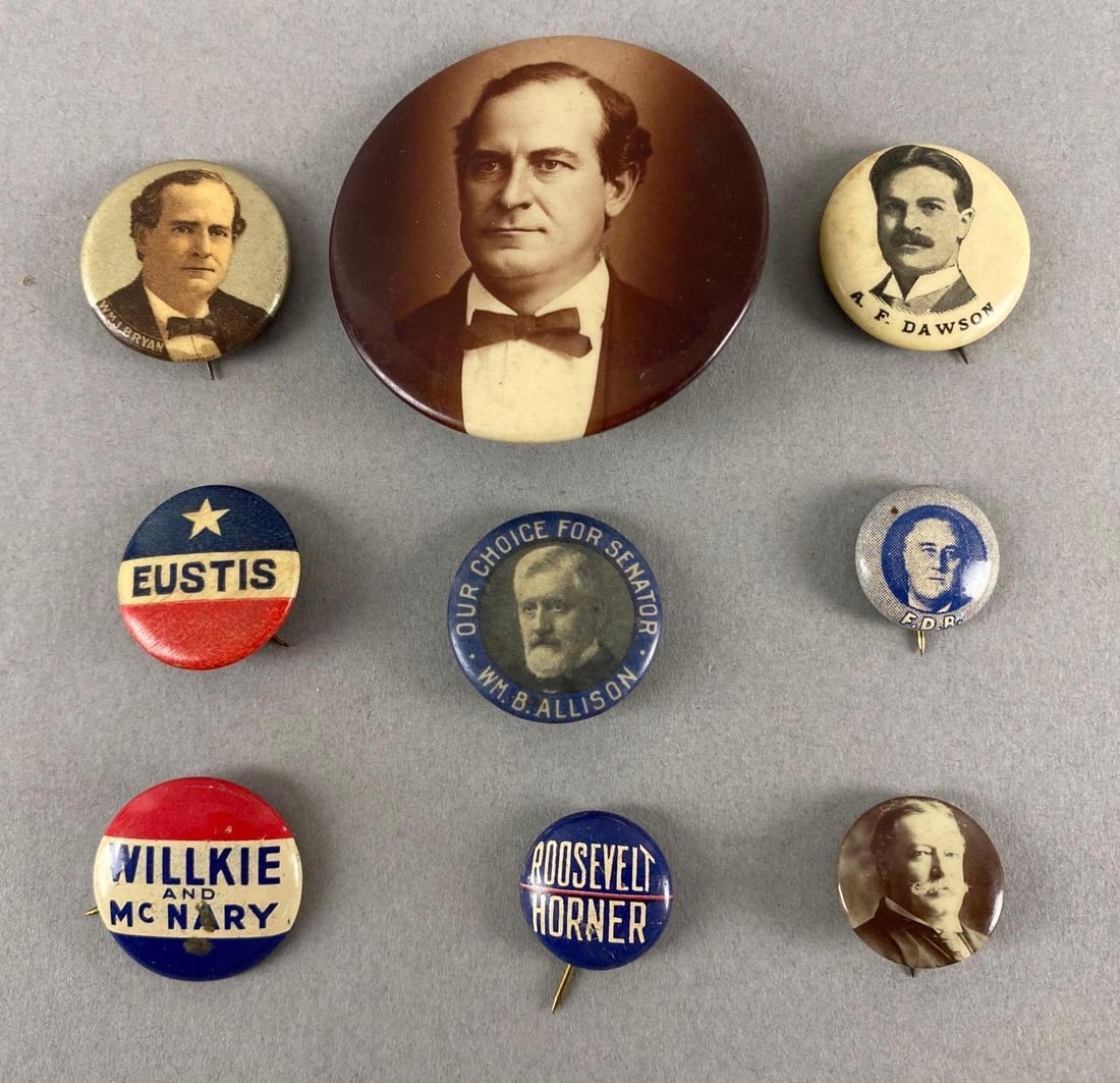 Group of 9 Political Pins (1 of 2)