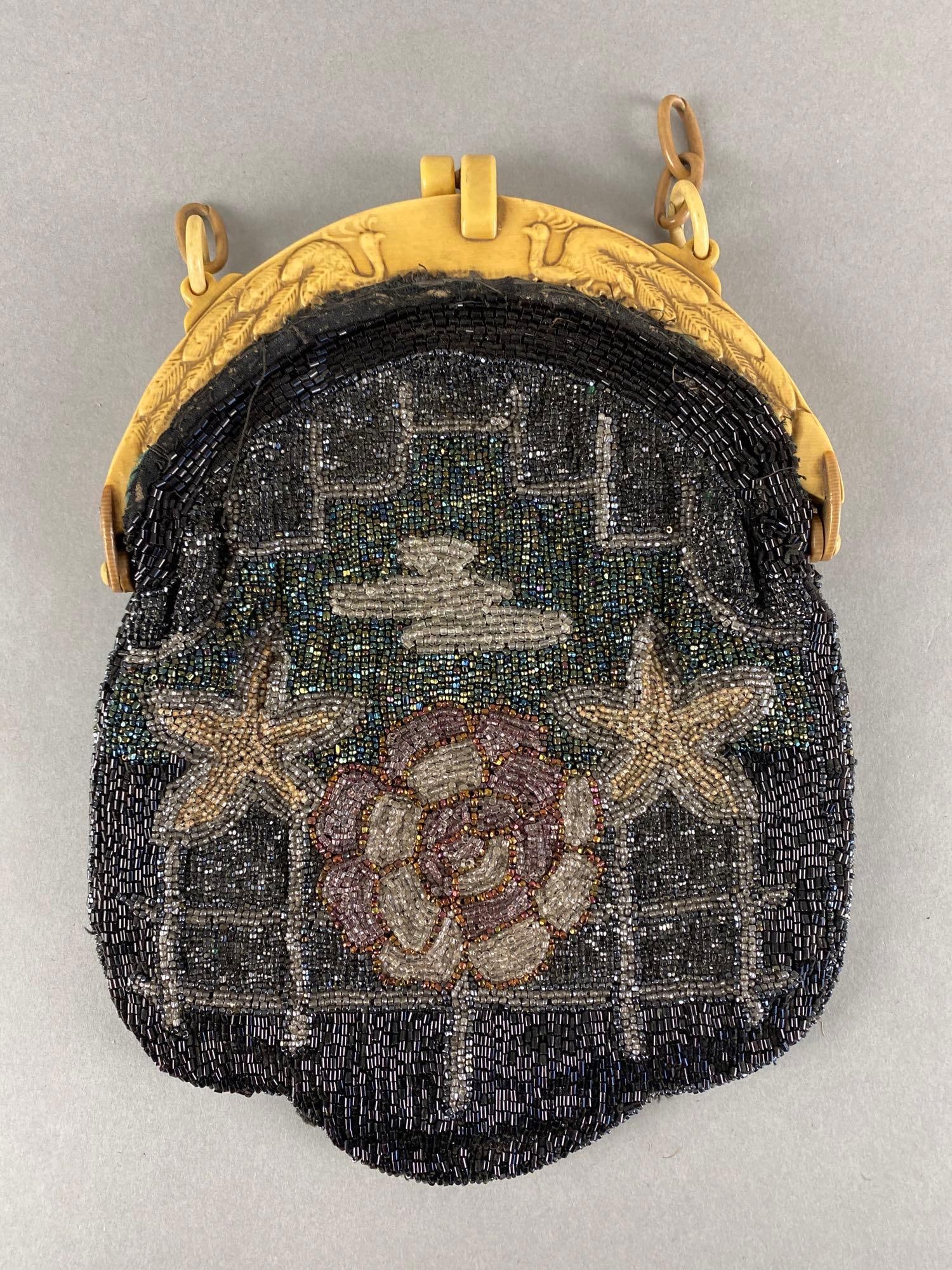 Antique Beaded Purse With Peacock Clasp (1 of 5)